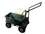 Візок металевий двірника для прибирання сміття з прямокутним баком на 80л чорний Kompred OL738/1, фото 3