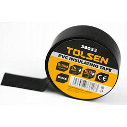 Ізоляційна стрічка Tolsen 19 мм х 9.2 м чорна 0.13 мм 38023 smart