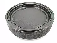 Тарелка одноразовая пластиковая 220 мл Черная (50 шт) для вторых блюд плотная круглая мелкая
