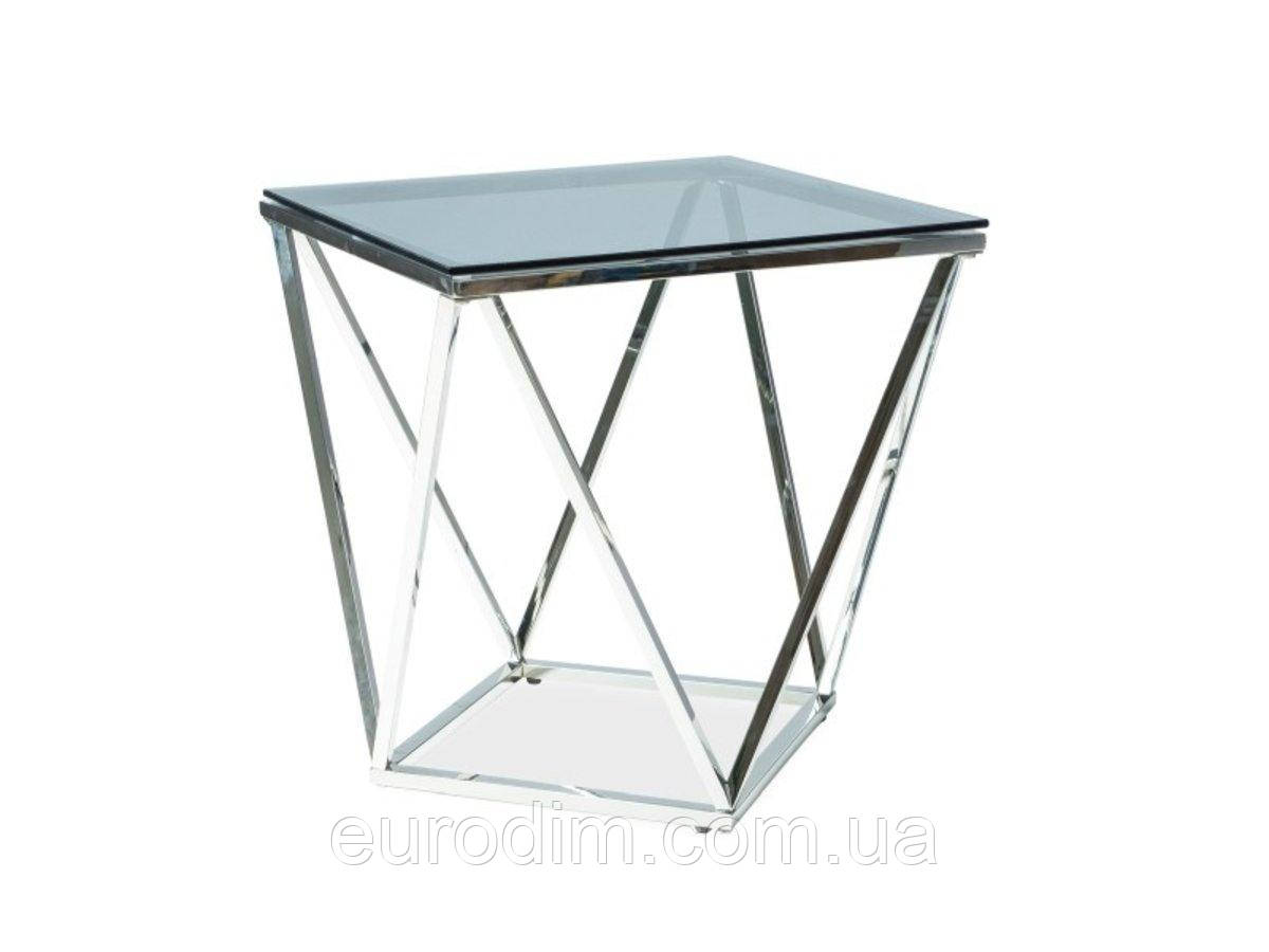 Журнальний столик SILVER B димчасте скло/срібло 50X50