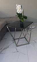 Журнальний столик SILVER B димчасте скло/срібло 50X50, фото 5