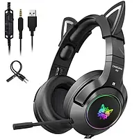 Геймерські навушники Onikuma Gaming CAT Audio с гарнитурой для ПК/PS4/Xbox/Switch black