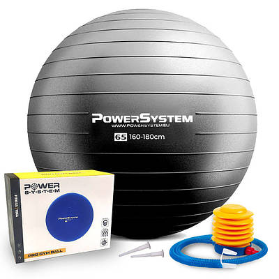 М'яч для фітнесу Power System PS-4012 Gymball 65 cm Black