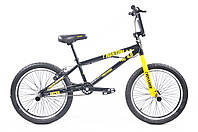 Велосипед Crossride 20 BMX-FRS ST "PHANTOM" рама 10 Черный с жёлтой вилкой