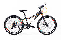 Горный велосипед для подростка 24 колесо Велосипед Crossride 24 MTB AL RAMZY рама 13 Черно-оранжевый