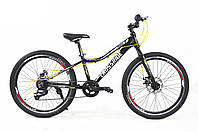 Гірський велосипед для підлітка 24 колесо Велосипед Crossride 24 MTB AL "RAMZY рама 13 Чорно-жовтий