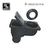 Дощоприймач для водостічних труб DN75/80/90/110/125, синя кнопка, кошик для листя, заслінка від запаху, фото 4