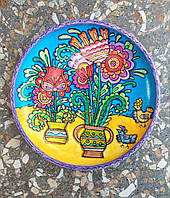 Тарелка керамическая, Тарелка из глины, Тарелка декоративная, Тарелка с росписью "Цветы"