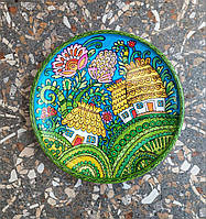 Тарелка керамическая, Тарелка из глины, Тарелка декоративная, Тарелка с росписью "Хата"