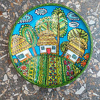 Тарелка керамическая, Тарелка из глины, Тарелка декоративная, Тарелка с росписью "Хата"