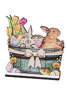 З.Д Статуэтка - Пасхальная корзина с кроликами цвет разноцветный ЦБ-00242679
