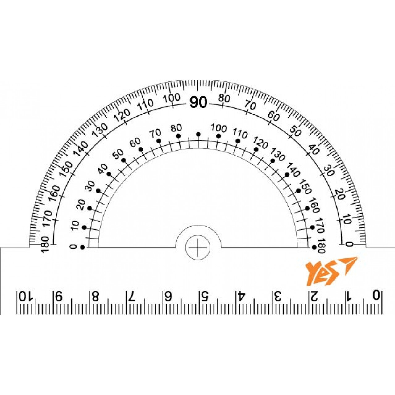Транспортир 10 см пластик Yes, прозорий