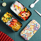 Ланчбокс двоярусний герметичний Flora 1200 мл зелений (LB-133932), фото 8