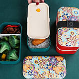 Ланчбокс двоярусний герметичний Flora 1200 мл зелений (LB-133932), фото 9