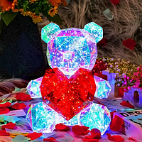 Ведмідь світлодіодний 3D нічник ведмедик LED у подарунковій коробці з червоним серцем