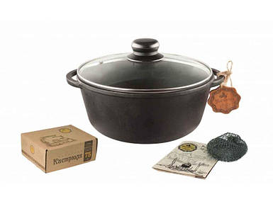 Каструля чавунна лита 5л з склян криш Т403С3 ТМ Maysternya FG