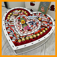 Необычный сладкий бокс Мега Сердце с конфетами, хороший креативный подарок любимой мамочке на к 8 марта