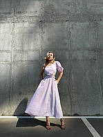 Волшебное платье из нижнего льна с акцентными разрезами FN- 19876 р: 42-44, 44-46