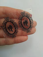 Наклейка термотрансферна для стрічки (бантика) Камея (завитки), чорна, шт, Чорний