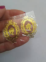 Наклейка термотрансферна для стрічки (бантика) Камея №3, дзеркальна золото, шт, Золотий