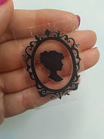 Наклейка термотрансферна для стрічки (бантика) Камея №4, чорна, шт, Чорний