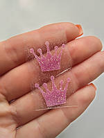 Наклейка термотрансферна для стрічки (бантика) "Рожева Корона", шт., Рожевий