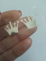 Наклейка термотрансферна для стрічки (бантика) "Корона срібло", шт., Сріблястий