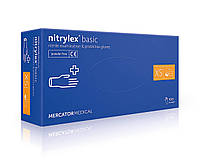 Перчатки медицинские нитриловые Mercator Medical Nitrylex Basic синие размер XS (100 шт/50 пар/уп)