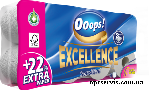 Туалетний папір 3-шаровий Ooops! Excellence 8 шт 150 відривів