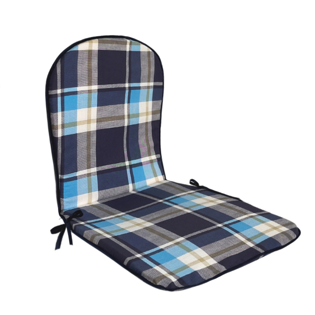 Подушка на садові меблі, стільці, крісла синя у клітинку