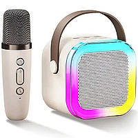 Детское караоке 2в1 K12, микрофон с колонкой / Bluetooth колонка с LED подсветкой / Беспроводной микрофон