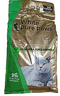 Бентонитовый наполнитель белый WHITE PURE PAWS гранулы 1-3 мм с соком Алое Вера, 10 л