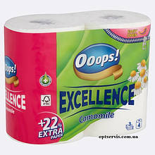 Туалетний папір 3-шаровий Ooops! Excellence Camomile 4 шт 150 відривів