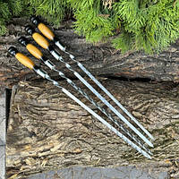 Шампур із деревьяною ручкою 750Х12Х3 мм двоколяровий