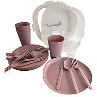 Набір посуду для пікніка Beehome AK-579, на 6 персон (32 предметів) Фіолетовий