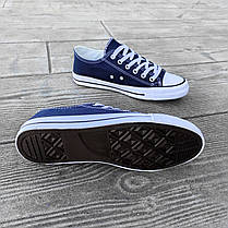 Синие темно синие Кеды мужские конверсы converse летние тканевые текстильные, фото 4