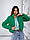 Куртка коротка однотонна жіноча весна-осінь зелений 42-48р, фото 9
