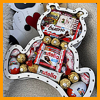 Шоколадні подарункові набори Kinder Ведмежатко Medium з nutella, подарунки до свята 8 березня для близьких жінок