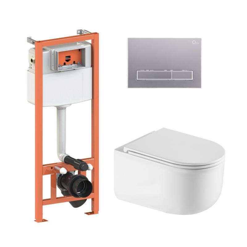 Комплект: Qtap Taurus Ultra Quiet унітаз підвісний QT2433084EUQW + Nest комплект інсталяції 4в1 (Кавіша, фото 1