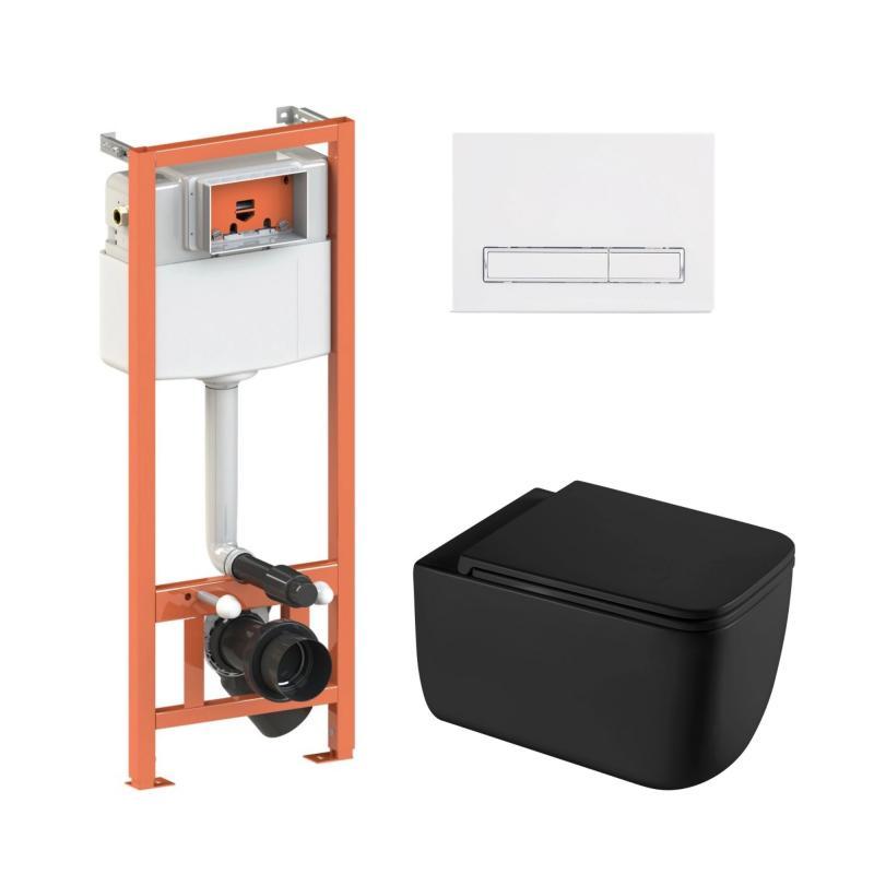Комплект: Qtap Gemini Ultra Quiet унітаз підвісний QT2533076EUQMB + Nest комплект інсталяції 4в1 (Кавіша