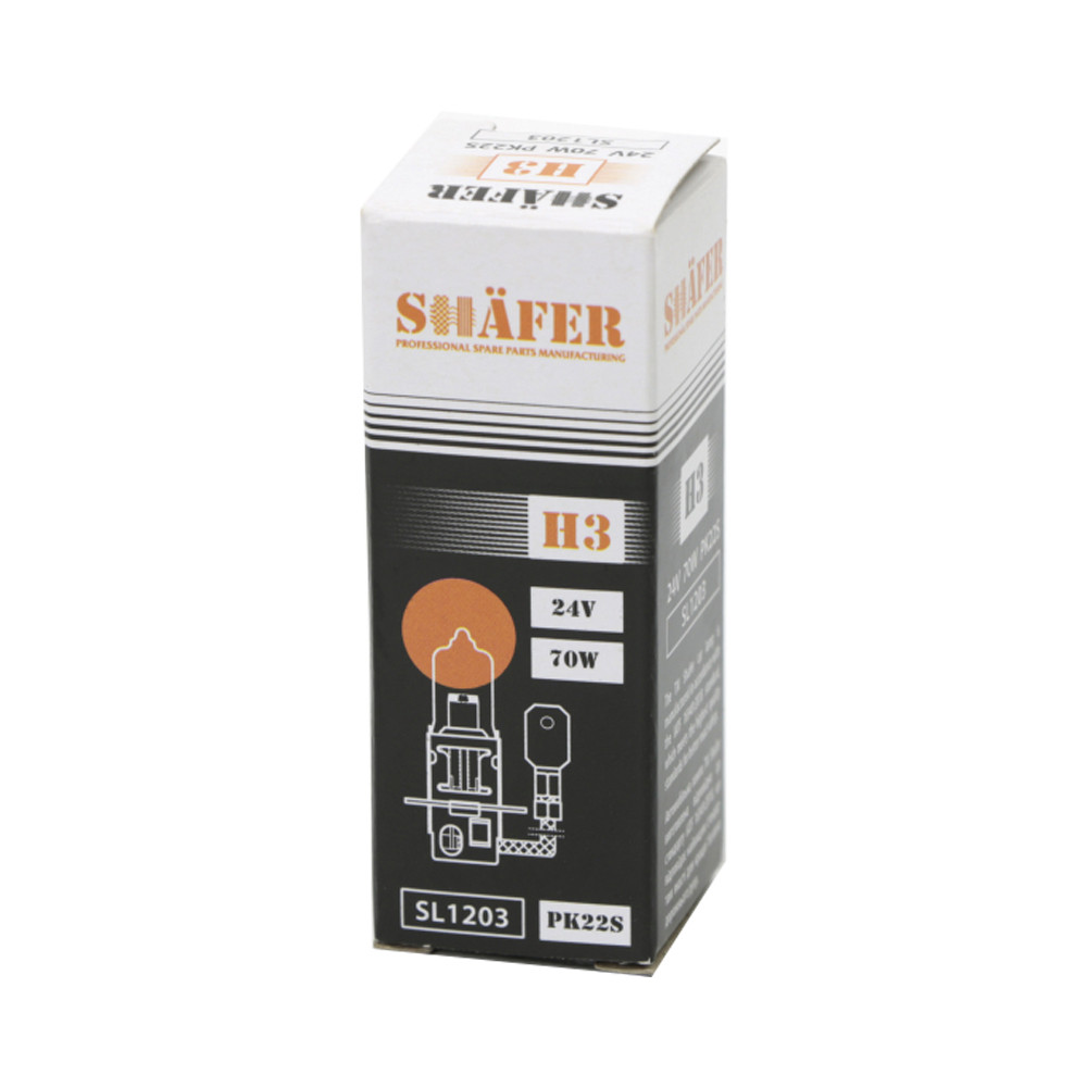 Автолампа галогенова SHAFER H3 24 V 70 W PK22S (картонна упаковка 1 шт.) (SL1203)