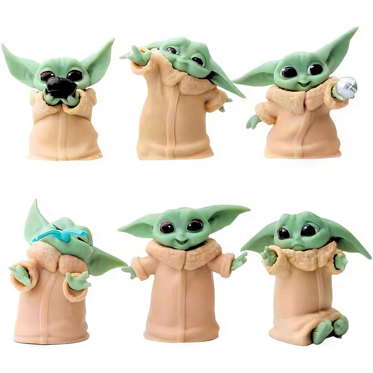Набор фигурок Малыш Йода из саги "Звездные войны" - Star Wars, Baby Yoda, Mandalorian, 6 шт, 6 см - фото 1 - id-p2119973059