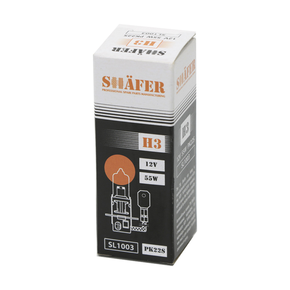Автолампа галогенова SHAFER H3 12V 55W PK22S (картонна упаковка 1 шт.) (SL1003)