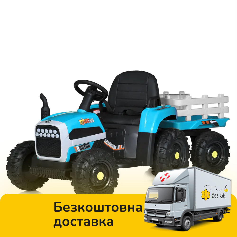 Електромобіль трактор дитячий Bambi (2 мотори 30W, 1 акумулятор 12V10AH, MP3) M 5733EBLR-4 Синій, фото 1