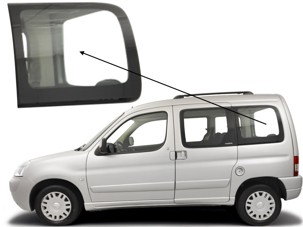Бічне скло Citroen Berlingo 1996-2008 салону заднє ліве