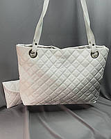 Женская сумка шоппер вместительная и кошелёк, большая сумка шопер Белый