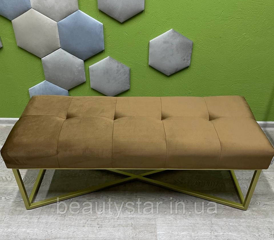 Банкетка Лофт (120*45*h45см) металеві ніжки з м'яким верхом КОЛІР БУДЬ-ЯКИЙ пуф для очікування BR, фото 1