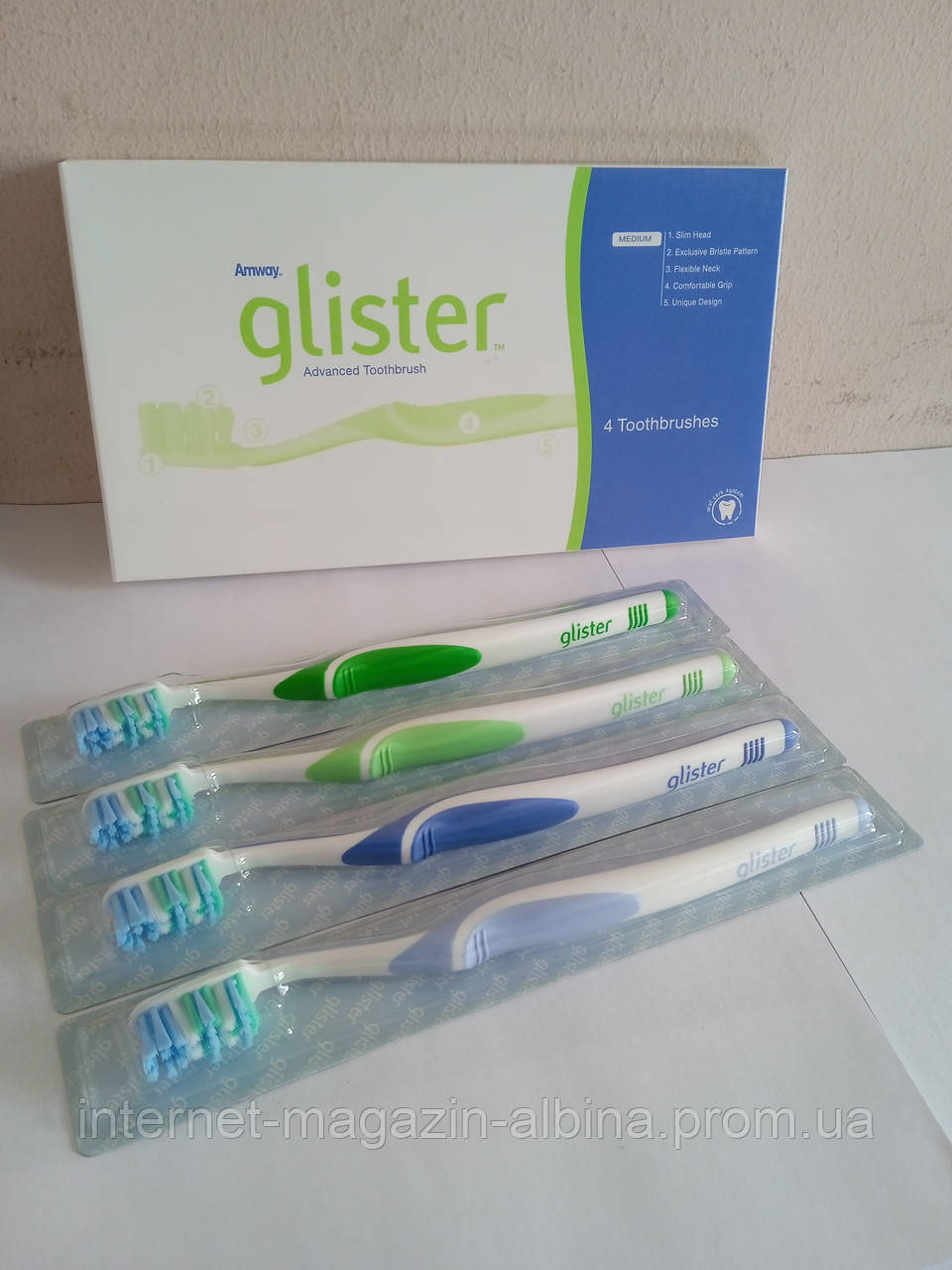 Зубна щітка glister (4 шт. в упаковці старого зразку)