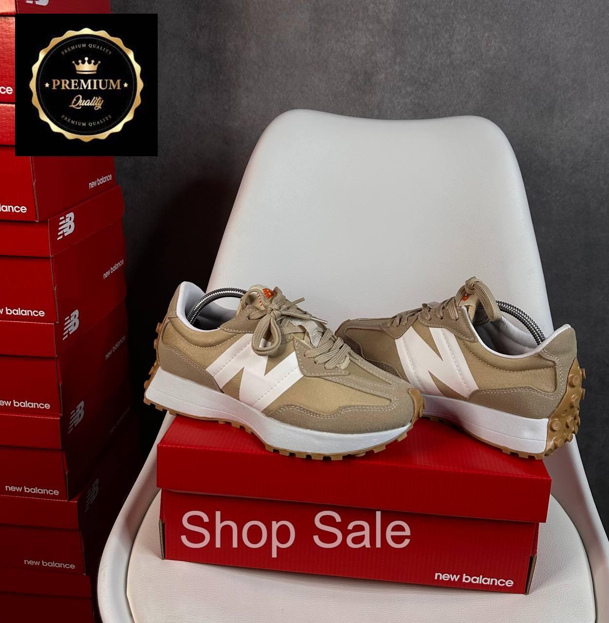 Замшевые женские кроссовки New balance 327 beige , Беговые кроссовки нью беленс 327 бежевые - фото 2 - id-p2120007479