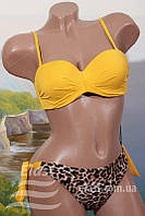 Женский купальник раздельный XL леопардово-желтый